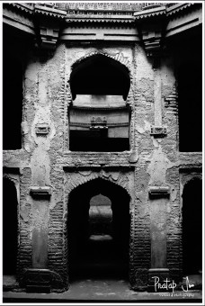 Black and White Walls of a Step Well
