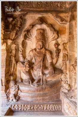 Carving of Vishnu insde the Badami Cave Temple