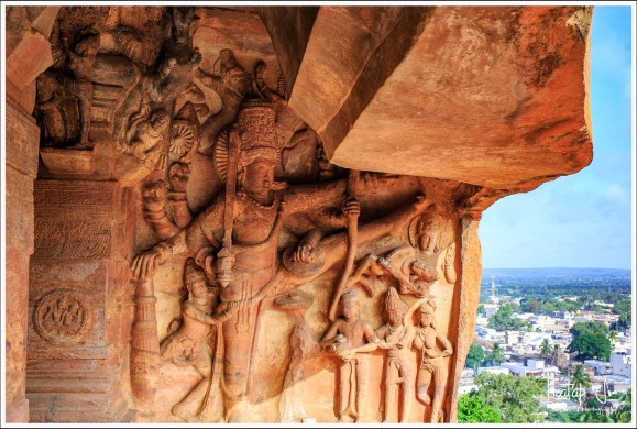 Carvng of Shiva inside the Badami Cave Temple