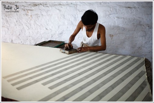 Indian Printing On Fabric Using Wooden Blocks