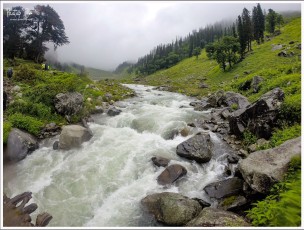 Streams gushing with water during monsoon