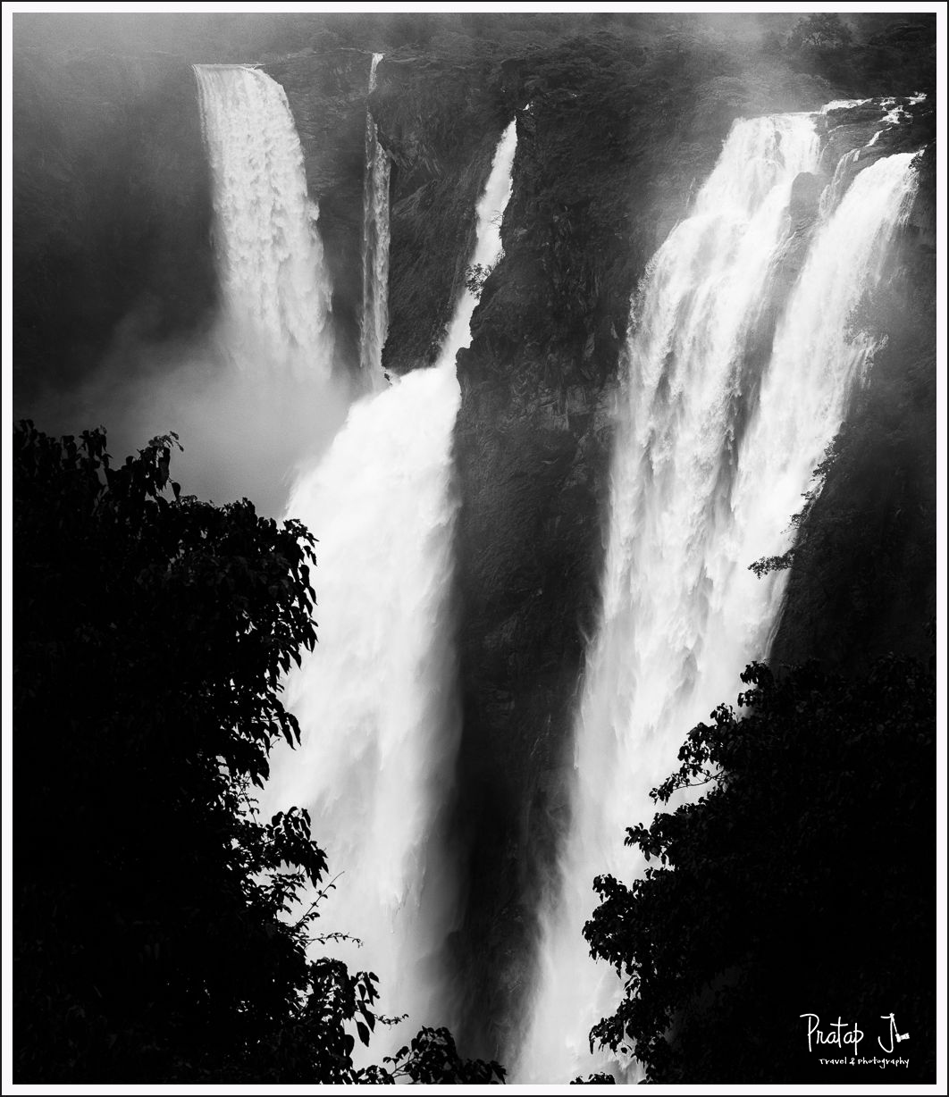 Jog Falls in Black and White
