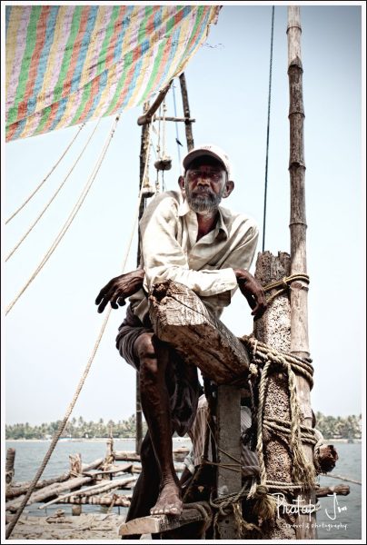 Portrait of a Fisherman near the Chinese Fishing nets at Kochi