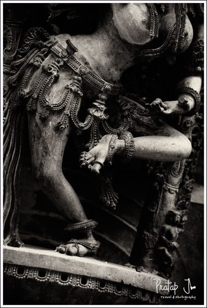 One of the many statues of dancers at Halebid in Karnataka