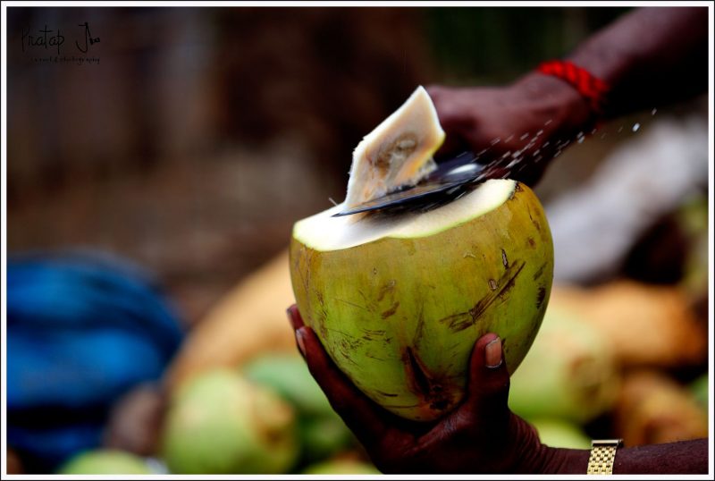Slicing a Tender Coconut