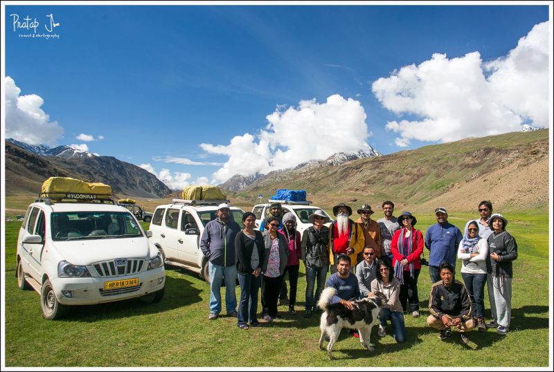 Darter group photo at Chandratal camp site