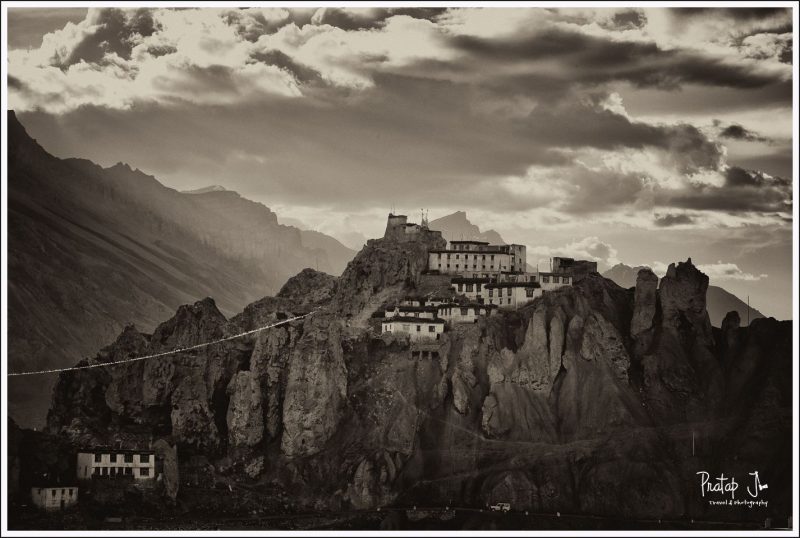 Monchrome images of Dhankar monastery