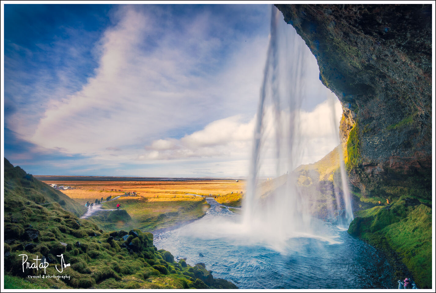 View from behind the seljalandsfoss waterfall
